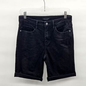 Judy Blue Black Denim Cuffed 10"‎ Uncuffed Bermuda Shorts Size M